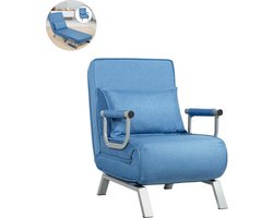 Slaapstoel - Uitklapbaar - Slaapbank - Logeerbed - Zetelbed - Slaapfauteuil - Vouwbed - 1 persoons - Zeer comfortabel - Blauw