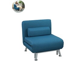 Slaapstoel - Uitklapbaar - Slaapbank - Logeerbed - Zetelbed - Slaapfauteuil - Vouwbed - 1 persoons - Zeer comfortabel - Blauw