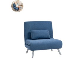 Slaapstoel - Uitklapbaar - Slaapbank - Logeerbed - Zetelbed - Slaapfauteuil - Vouwbed - 1 persoons - Zeer comfortabel - Blauw