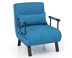 Slaapstoel - Uitklapbaar - Slaapbank - Logeerbed - Zetelbed - Slaapfauteuil - Vouwbed - 1 persoons - Zeer comfortabel - Blauw