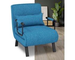Slaapstoel - Uitklapbaar - Slaapbank - Logeerbed - Zetelbed - Slaapfauteuil - Vouwbed - 1 persoons - Zeer comfortabel - Blauw