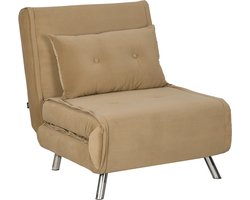 Slaapstoel - Uitklapbaar - Slaapbank - Logeerbed - Zetelbed - Slaapfauteuil - Vouwbed - 1 persoons - Zeer comfortabel - Bruin