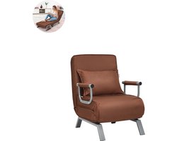 Slaapstoel - Uitklapbaar - Slaapbank - Logeerbed - Zetelbed - Slaapfauteuil - Vouwbed - 1 persoons - Zeer comfortabel - Bruin