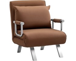Slaapstoel - Uitklapbaar - Slaapbank - Logeerbed - Zetelbed - Slaapfauteuil - Vouwbed - 1 persoons - Zeer comfortabel - Bruin