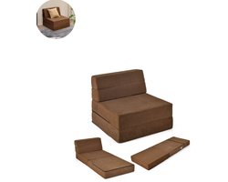 Slaapstoel - Uitklapbaar - Slaapbank - Logeerbed - Zetelbed - Slaapfauteuil - Vouwbed - 1 persoons - Zeer comfortabel - Bruin