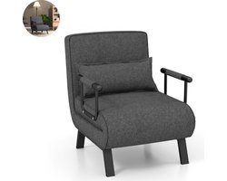 Slaapstoel - Uitklapbaar - Slaapbank - Logeerbed - Zetelbed - Slaapfauteuil - Vouwbed - 1 persoons - Zeer comfortabel - Donkergrijs