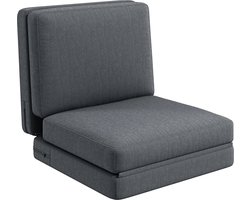 Slaapstoel - Uitklapbaar - Slaapbank - Logeerbed - Zetelbed - Slaapfauteuil - Vouwbed - 1 persoons - Zeer comfortabel - Donkergrijs