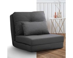Slaapstoel - Uitklapbaar - Slaapbank - Logeerbed - Zetelbed - Slaapfauteuil - Vouwbed - 1 persoons - Zeer comfortabel - Donkergrijs