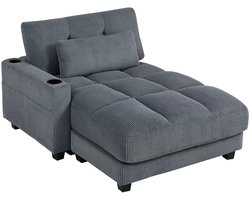 Slaapstoel - Uitklapbaar - Slaapbank - Logeerbed - Zetelbed - Slaapfauteuil - Vouwbed - 1 persoons - Zeer comfortabel - Donkergrijs