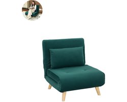 Slaapstoel - Uitklapbaar - Slaapbank - Logeerbed - Zetelbed - Slaapfauteuil - Vouwbed - 1 persoons - Zeer comfortabel - Donkergroen