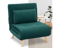 Slaapstoel - Uitklapbaar - Slaapbank - Logeerbed - Zetelbed - Slaapfauteuil - Vouwbed - 1 persoons - Zeer comfortabel - Donkergroen