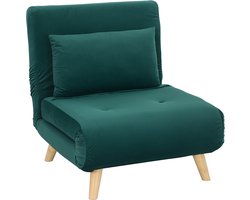 Slaapstoel - Uitklapbaar - Slaapbank - Logeerbed - Zetelbed - Slaapfauteuil - Vouwbed - 1 persoons - Zeer comfortabel - Donkergroen