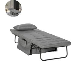 Slaapstoel - Uitklapbaar - Slaapbank - Logeerbed - Zetelbed - Slaapfauteuil - Vouwbed - 1 persoons - Zeer comfortabel - Grijs