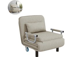 Slaapstoel - Uitklapbaar - Slaapbank - Logeerbed - Zetelbed - Slaapfauteuil - Vouwbed - 1 persoons - Zeer comfortabel - Grijs