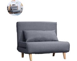 Slaapstoel - Uitklapbaar - Slaapbank - Logeerbed - Zetelbed - Slaapfauteuil - Vouwbed - 1 persoons - Zeer comfortabel - Grijs