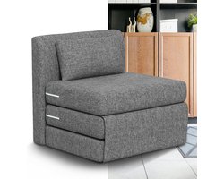 Slaapstoel - Uitklapbaar - Slaapbank - Logeerbed - Zetelbed - Slaapfauteuil - Vouwbed - 1 persoons - Zeer comfortabel -Grijs