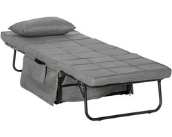 Slaapstoel - Uitklapbaar - Slaapbank - Logeerbed - Zetelbed - Slaapfauteuil - Vouwbed - 1 persoons - Zeer comfortabel - Grijs