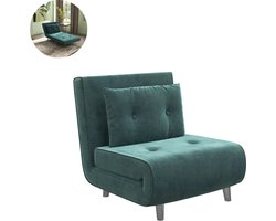Slaapstoel - Uitklapbaar - Slaapbank - Logeerbed - Zetelbed - Slaapfauteuil - Vouwbed - 1 persoons - Zeer comfortabel - Groen
