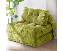 Slaapstoel - Uitklapbaar - Slaapbank - Logeerbed - Zetelbed - Slaapfauteuil - Vouwbed - 1 persoons - Zeer comfortabel - Groen