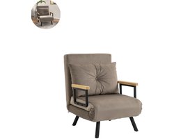 Slaapstoel - Uitklapbaar - Slaapbank - Logeerbed - Zetelbed - Slaapfauteuil - Vouwbed - 1 persoons - Zeer comfortabel - Lichtbruin