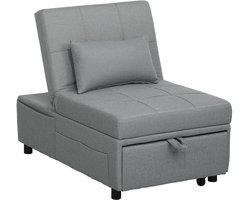 Slaapstoel - Uitklapbaar - Slaapbank - Logeerbed - Zetelbed - Slaapfauteuil - Vouwbed - 1 persoons - Zeer comfortabel - Lichtgrijs