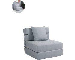 Slaapstoel - Uitklapbaar - Slaapbank - Logeerbed - Zetelbed - Slaapfauteuil - Vouwbed - 1 persoons - Zeer comfortabel - Lichtgrijs