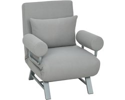 Slaapstoel - Uitklapbaar - Slaapbank - Logeerbed - Zetelbed - Slaapfauteuil - Vouwbed - 1 persoons - Zeer comfortabel - Lichtgrijs