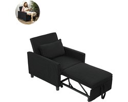 Slaapstoel - Uitklapbaar - Slaapbank - Logeerbed - Zetelbed - Slaapfauteuil - Vouwbed - 1 persoons - Zeer comfortabel - Zwart