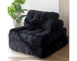 Slaapstoel - Uitklapbaar - Slaapbank - Logeerbed - Zetelbed - Slaapfauteuil - Vouwbed - 1 persoons - Zeer comfortabel - Zwart