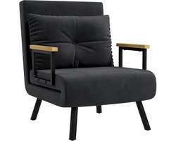 Slaapstoel - Uitklapbaar - Slaapbank - Logeerbed - Zetelbed - Slaapfauteuil - Vouwbed - 1 persoons - Zeer comfortabel - Zwart
