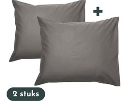 Slaaptextiel Kussenslopen - Hotelkwaliteit - Set van 2 Stuks - Antraciet - 60x70cm - 100% Katoen - Hotelsluiting