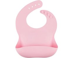 Slabbetje Roze met Opvangbakje - Kraamcadeau voor Baby's & Peuters - Verstelbaar en Waterproof - Siliconen Slabber voor Jongens & Meisjes