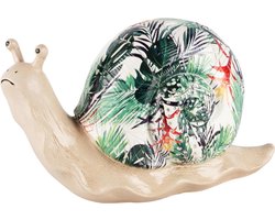 Slak Modern Tropical Art 12 cm hoog - polyresin - polystone - hoogkwalitatieve kunststof - decoratiefiguur - interieur - accessoire - voor binnen en buiten - cadeau - geschenk - tuinfiguur - tuinbeeldje - tuindecoratie