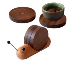 Slak Shape Houten Ronde Coasters, Slak Shape Houten Coasters Magneet, Houten Cup Mat Slak Shaped, Slakken Shaped Decoratie, Houten Ronde Coasters voor thuis, Dineren, tafel, Bureau, Koffie, Tafel