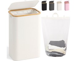 Slanke 60L wasmand met deksel en handgrepen voor smalle ruimtes