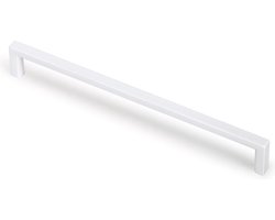 Slanke meubelgreep wit, lengte 168 mm, boormaat 160 mm - keukengreep - kastgreep - witte greep - vierkant - incl. schroeven - H041