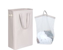Slanke Wasmand 50L met Afneembare Binnenzak en Handgrepen - Ideaal voor Kleding, Handdoeken en Speelgoed