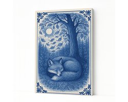 Slapende vos – woondecoratie – wandkunst – Canvas schilderij – 75x100 cm