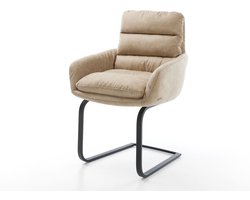 Sledestoel Abelia-Flex met armleuning sledemodel vlak zwart microvelours beige vintage