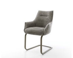 Sledestoel Alja-Flex met armleuning sledemodel vlak afwerking met titanium bouclé zacht mud pocketveer kern