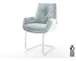 Sledestoel Clea-Flex sledemodel vlak wit materiaalmix echt leer wit-pastelblauw