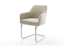 Sledestoel Greg-Flex sledemodel vlak roestvrij staal geweven stof beige pocketveer kern
