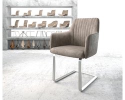 Sledestoel Greg-Flex sledemodel vlak roestvrij staal microvelours taupe vintage pocketveer kern