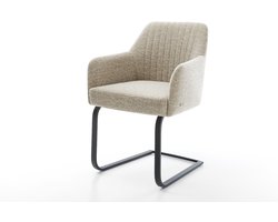 Sledestoel Greg-Flex sledemodel vlak zwart geweven stof beige pocketveer kern