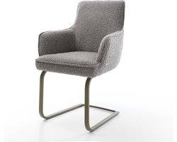 Sledestoel Heira-Flex met armleuning sledemodel vlak afwerking met titanium bouclé zilver grijs pocketveer kern