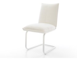 Sledestoel Lelio-Flex sledemodel vlak wit bouclé zacht beige pocketveer kern