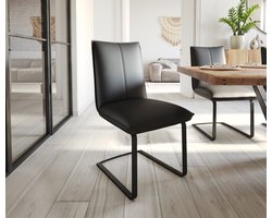 Sledestoel Lelio-Flex sledemodel vlak zwart echt leer zwart pocketveer kern