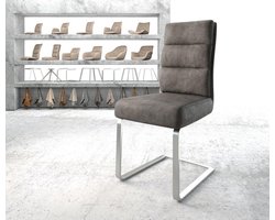 Sledestoel Pela-Flex sledemodel vlak roestvrij staal microvelours antraciet vintage pocketveer kern