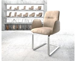 Sledestoel Vinja-Flex sledemodel vlak roestvrij staal microvelours beige vintage