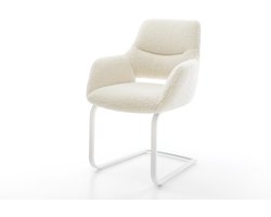 Sledestoel Yago-Flex met armleuning sledemodel vlak wit teddy beige pocketveer kern